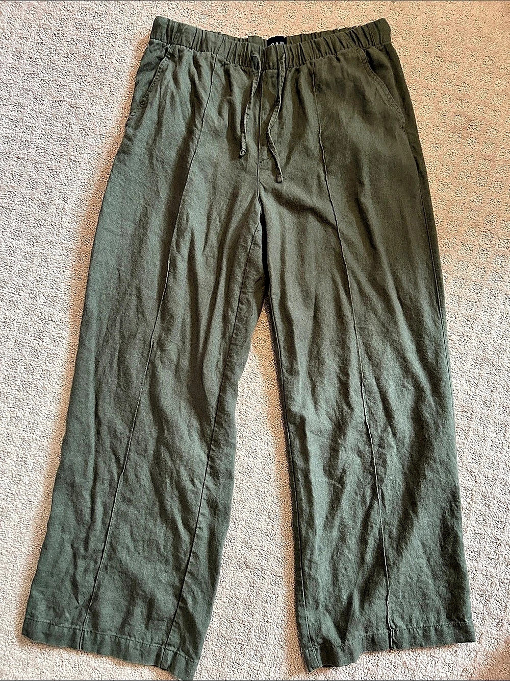 GAP Casual Linen-Blend Pants in Green, Size Medium Like New